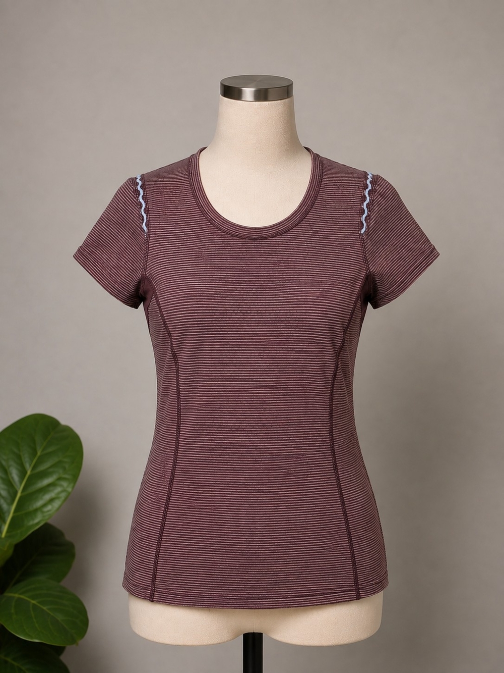 Lululemon Women's Striped Short-Sleeve Tee in Wine